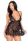 Сорочка беби-долл Leg Avenue Floral lace babydoll & string Black L, стринги