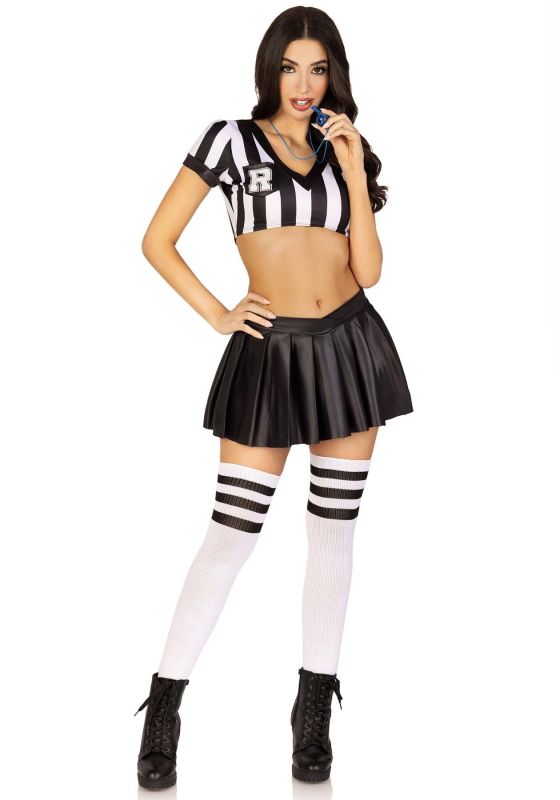 Костюм рефери Leg Avenue Time Out Referee XS, кроп-топ, юбка, свисток