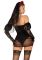 Эротический костюм черной невесты Leg Avenue Heartbreak Bride L, боди, рукава, вуаль, чокер
