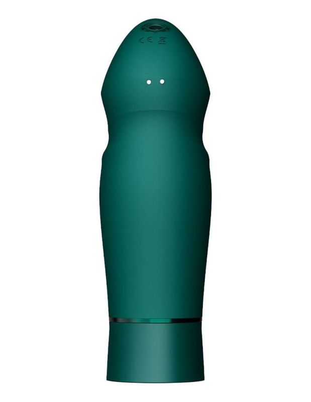Компактная смарт секс-машина Zalo – Sesh Turquoise Green, 2 насадки, пульт ДУ, кристалл Swarovski