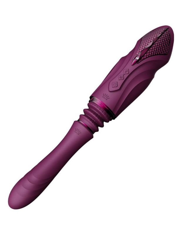 Компактная смарт секс-машина Zalo – Sesh Velvet Purple, 2 насадки, пульт ДУ, кристалл Swarovski