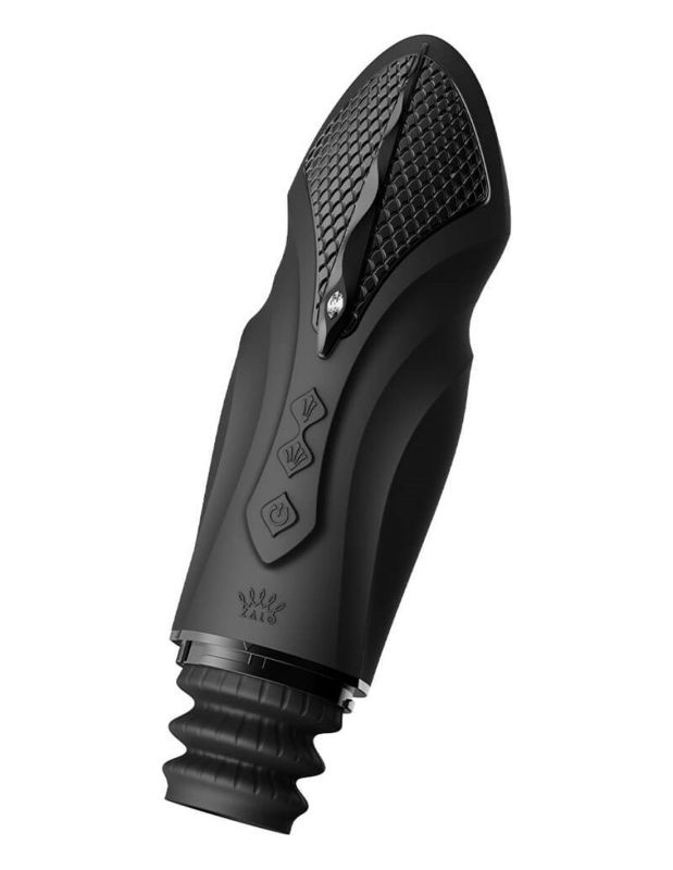 Компактная смарт секс-машина Zalo – Sesh Obsidian Black, 2 насадки, пульт ДУ, кристалл Swarovski