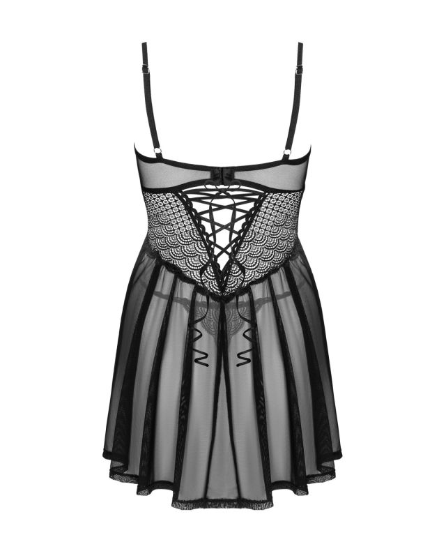 Эротический комплект Obsessive Chemeris babydoll & thong XS/S, пеньюар и стринги