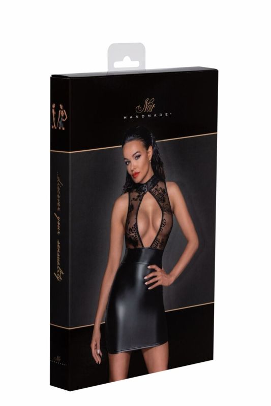 (SALE) Платье Noir Handmade F241 Short dress with powerwetlook skirt and tulle top - S