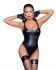 Боди Noir Handmade F244 Powerwetlook body with high cut bottom hem - S