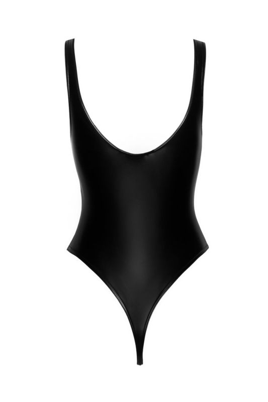 Боди Noir Handmade F244 Powerwetlook body with high cut bottom hem - L