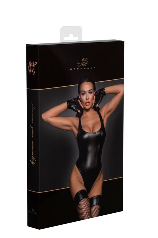 Боди Noir Handmade F244 Powerwetlook body with high cut bottom hem - XL