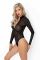 (SALE) Боди Noir Handmade F287 Leopard flock bodysuit with long sleeves - L