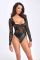 Боди Noir Handmade F296 Psyche bodysuit of lace and wetlook - XXL