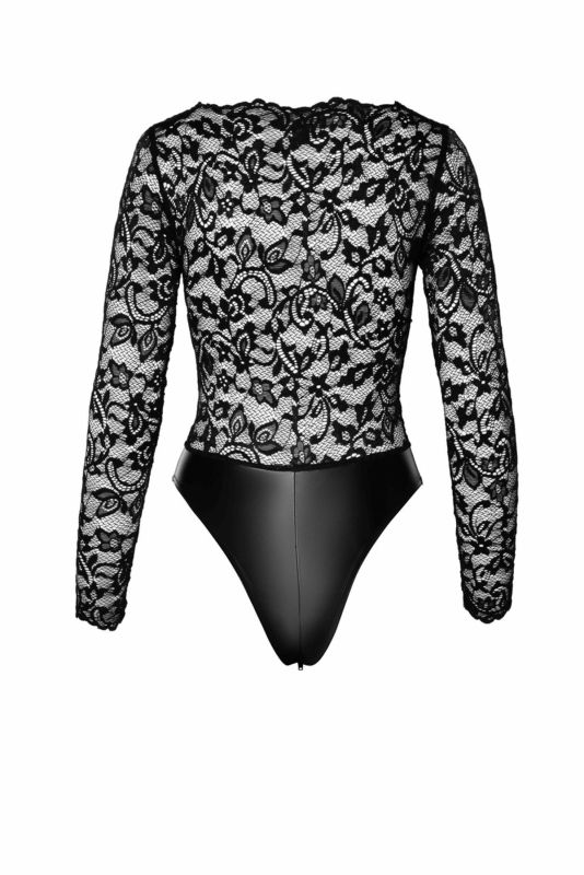 Боди Noir Handmade F296 Psyche bodysuit of lace and wetlook - XXL