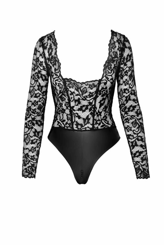 Боди Noir Handmade F296 Psyche bodysuit of lace and wetlook - XXL