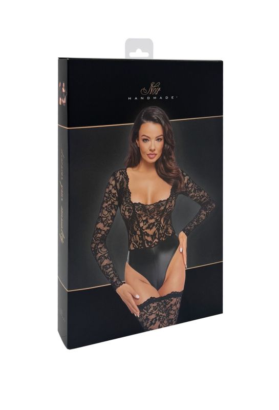 Боди Noir Handmade F296 Psyche bodysuit of lace and wetlook - XXL