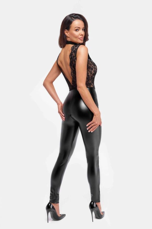 Комбинезон Noir Handmade F298 Libido Deep-V catsuit with collar and pearl chain - XL