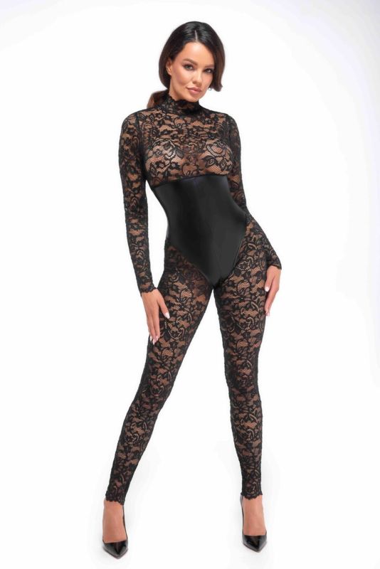 Комбинезон Noir Handmade F299 Enigma lace catsuit with underbust bodice - L