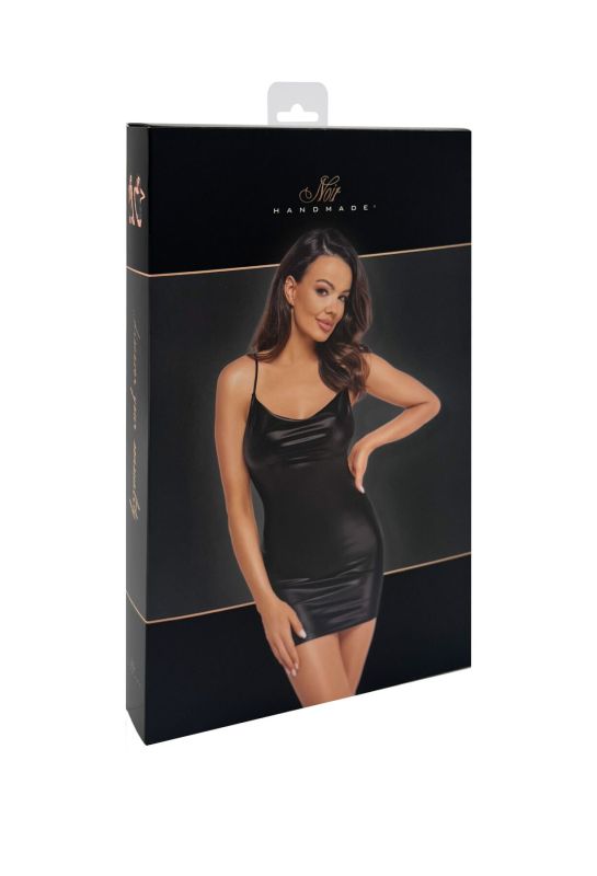 Платье Noir Handmade F307 Mirage wetlook mini dress with jewelry rhinestone chain - 3XL