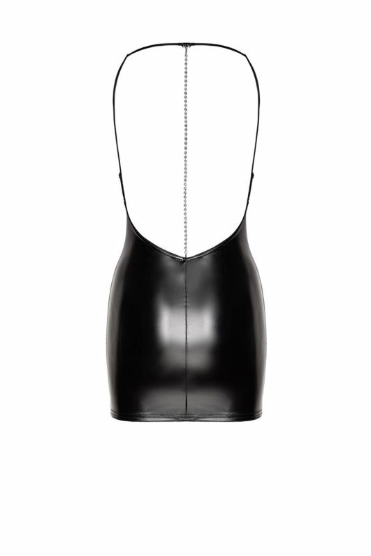 Платье Noir Handmade F307 Mirage wetlook mini dress with jewelry rhinestone chain - 3XL