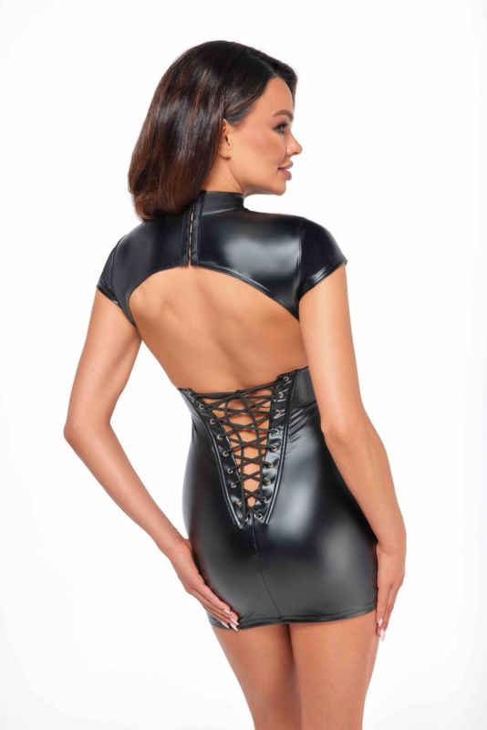 Платье Noir Handmade F309 Fantasy wetlook mini dress with lace up back - XXL