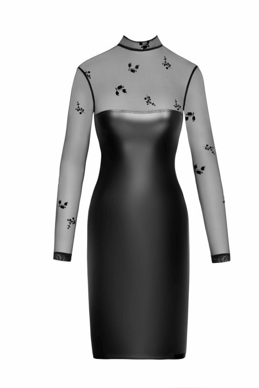 Платье Noir Handmade F310 Sublime wetlook and flocked mesh midi dress - L