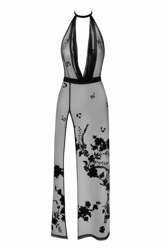 Платье Noir Handmade F312 Divinity long flocked mesh dress with open back - S