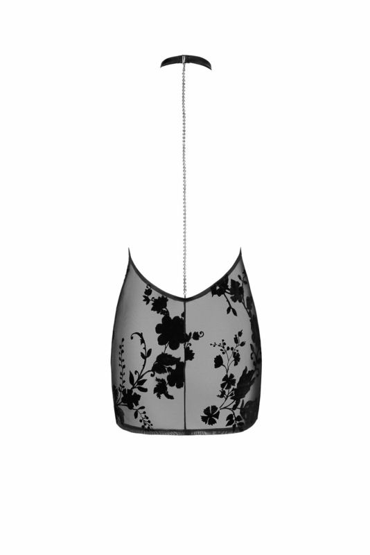 Платье Noir Handmade F313 Mythos mini flocked mesh dress with jewelry rhinestone chain - XL
