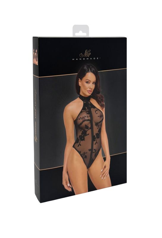 Боди Noir Handmade F314 Ego flocked mesh halter bodysuit - S