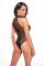 Боди Noir Handmade F314 Ego flocked mesh halter bodysuit - 3XL