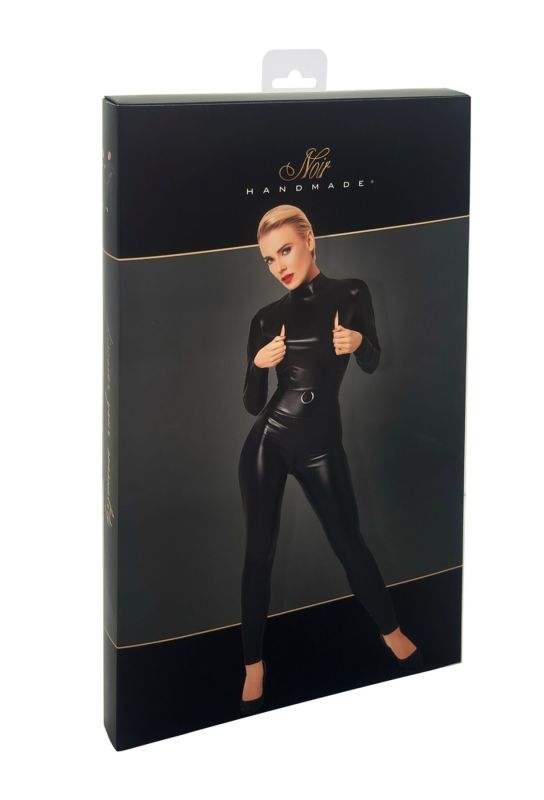 Комбинезон Noir Handmade F319 Caged wetlook catsuit with zippers and ring - S