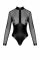 Боди Noir Handmade F321 Edge wetlook and mesh body with rings - L