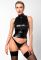Топ Noir Handmade F324 Glam wetlook top with vinyl corset - S