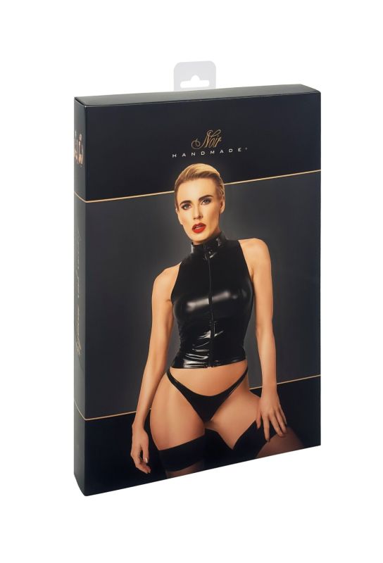 Топ Noir Handmade F324 Glam wetlook top with vinyl corset - M