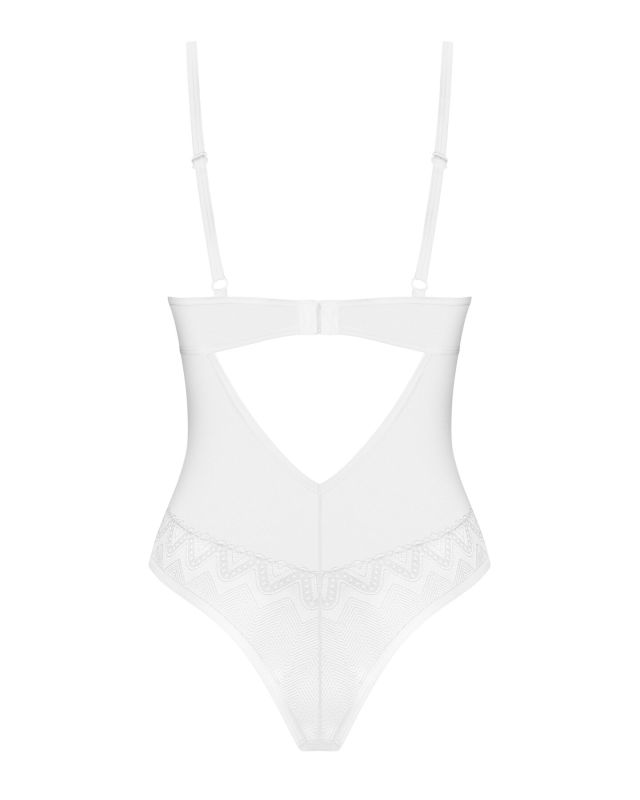 Боди Obsessive Alissium Teddy White, M/L, лиф с мягкой чашкой, высокие вырезы для ног