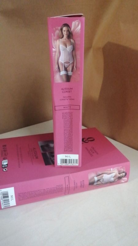 Корсет Obsessive Alissium corset & thong M/L (мятая упаковка!!!)
