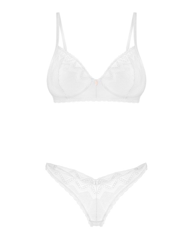 Комплект Obsessive Alissium 2-pcs set, XS/S, кружево, лиф с мягкой чашкой, трусики танга