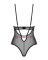 Боди Obsessive Novenes teddy, XS/S, прозрачное, чашки на косточках, декор в виде лент