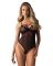 Боди Obsessive Novenes teddy, XL/2XL, прозрачное, чашки на косточках, декор в виде лент