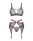 Комплект Obsessive Novenes 3-pcs set, XS/S, прозрачный лиф на косточках, стринги, пояс