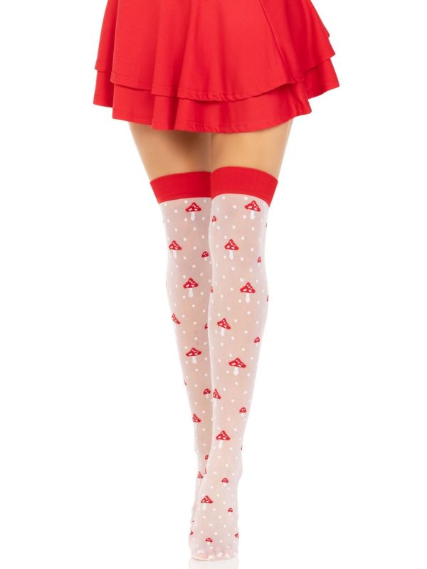 Чулки Leg Avenue Polka Dot Mushroom Thigh Highs One Size