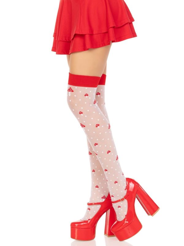 Чулки Leg Avenue Polka Dot Mushroom Thigh Highs One Size