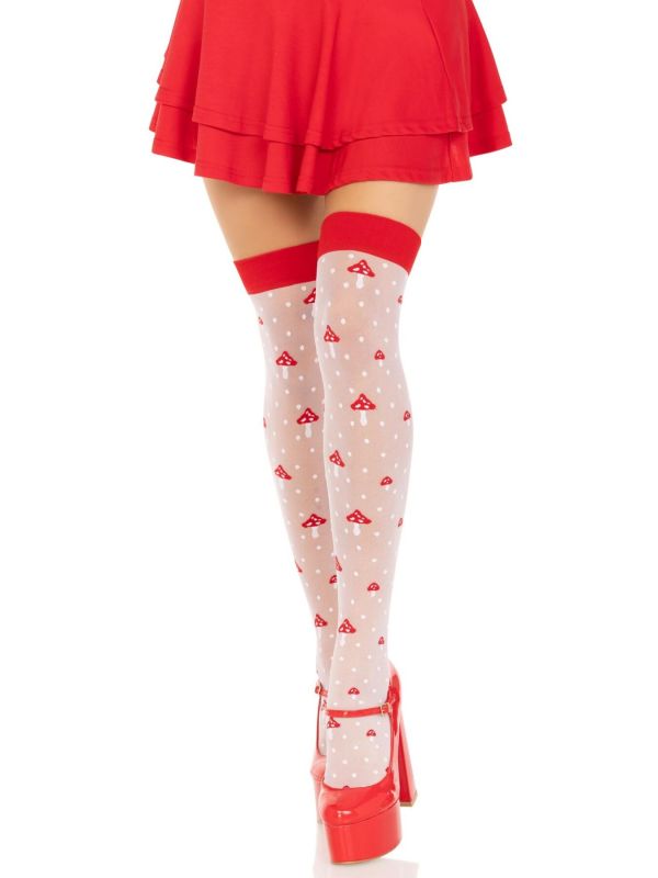 Чулки Leg Avenue Polka Dot Mushroom Thigh Highs One Size