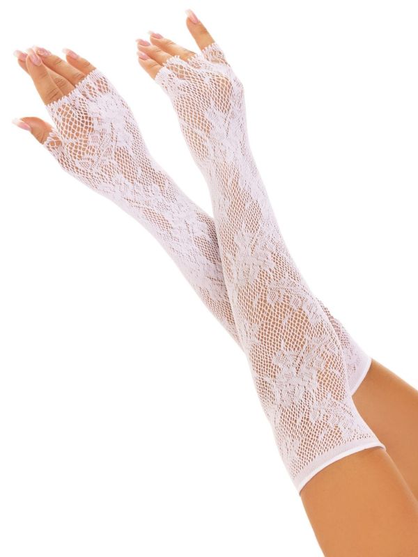 Митенки Leg Avenue Lace Opera Length Fingerless Gloves White
