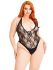 Боди Leg Avenue Floral lace deep-V teddy Black 1X/2X