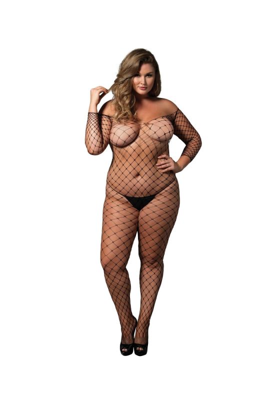 Бодистокинг Leg Avenue Off the shoulder bodystocking Black Queen Size