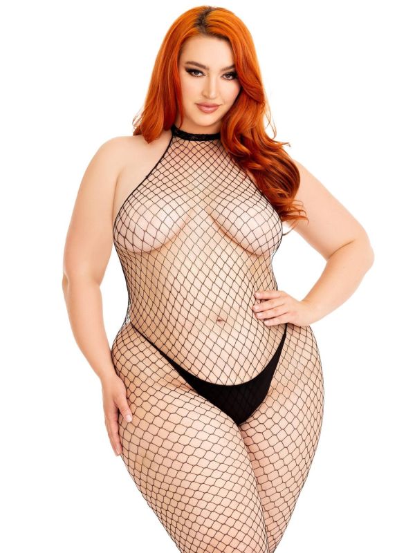 Бодистокинг Leg Avenue Racer neck bodystocking Black Queen Size