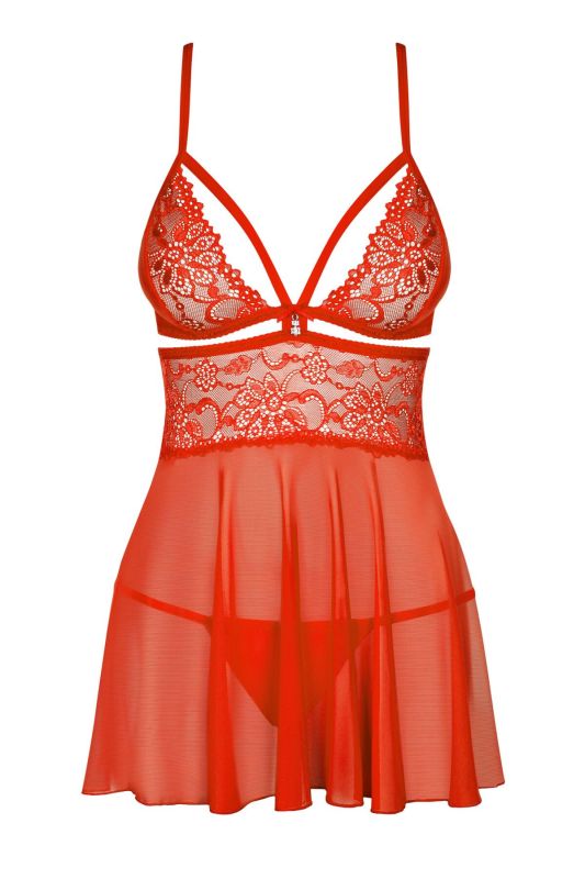 Бэби-долл Obsessive 838-BAB-3 babydoll & thong red L/XL