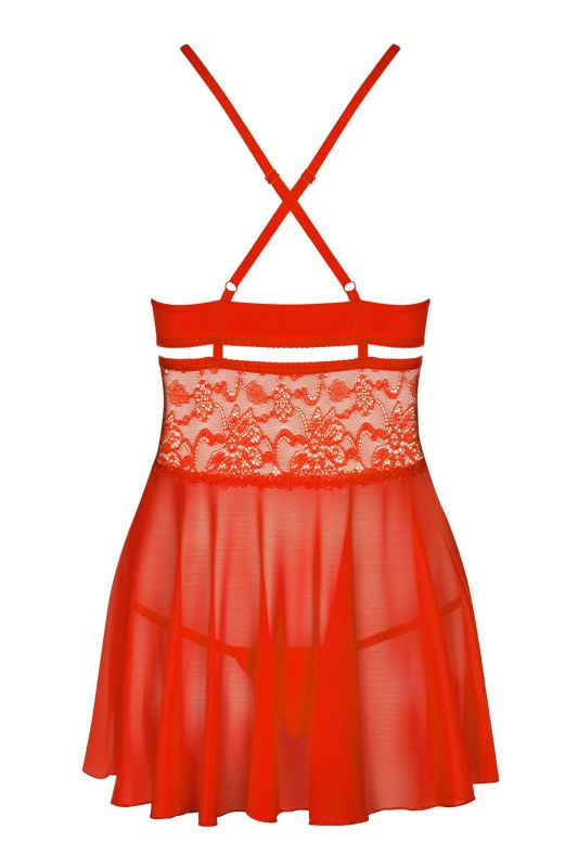 Бэби-долл Obsessive 838-BAB-3 babydoll & thong red 2XL/3XL