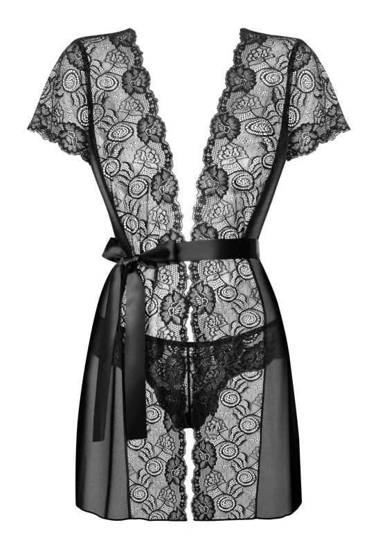(SALE) Пеньюар Obsessive Alluria peignoir & thong S/M
