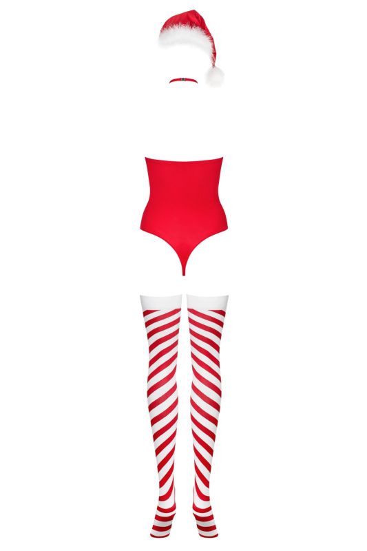 Боди Obsessive Kissmas teddy red S/M