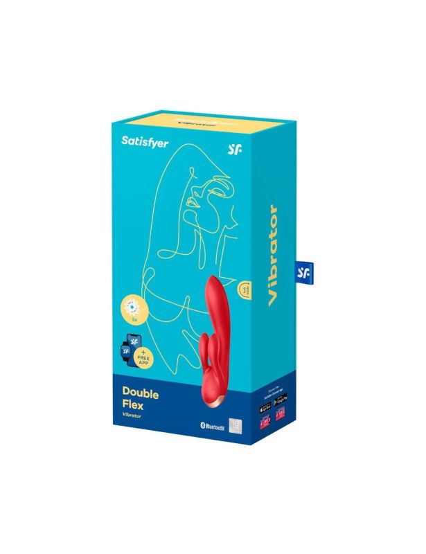 Смарт вибратор кролик с двойным отростком Satisfyer Double Flex Red